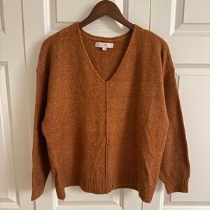 LOFT Raw Hem V-Neck Sweater size Small